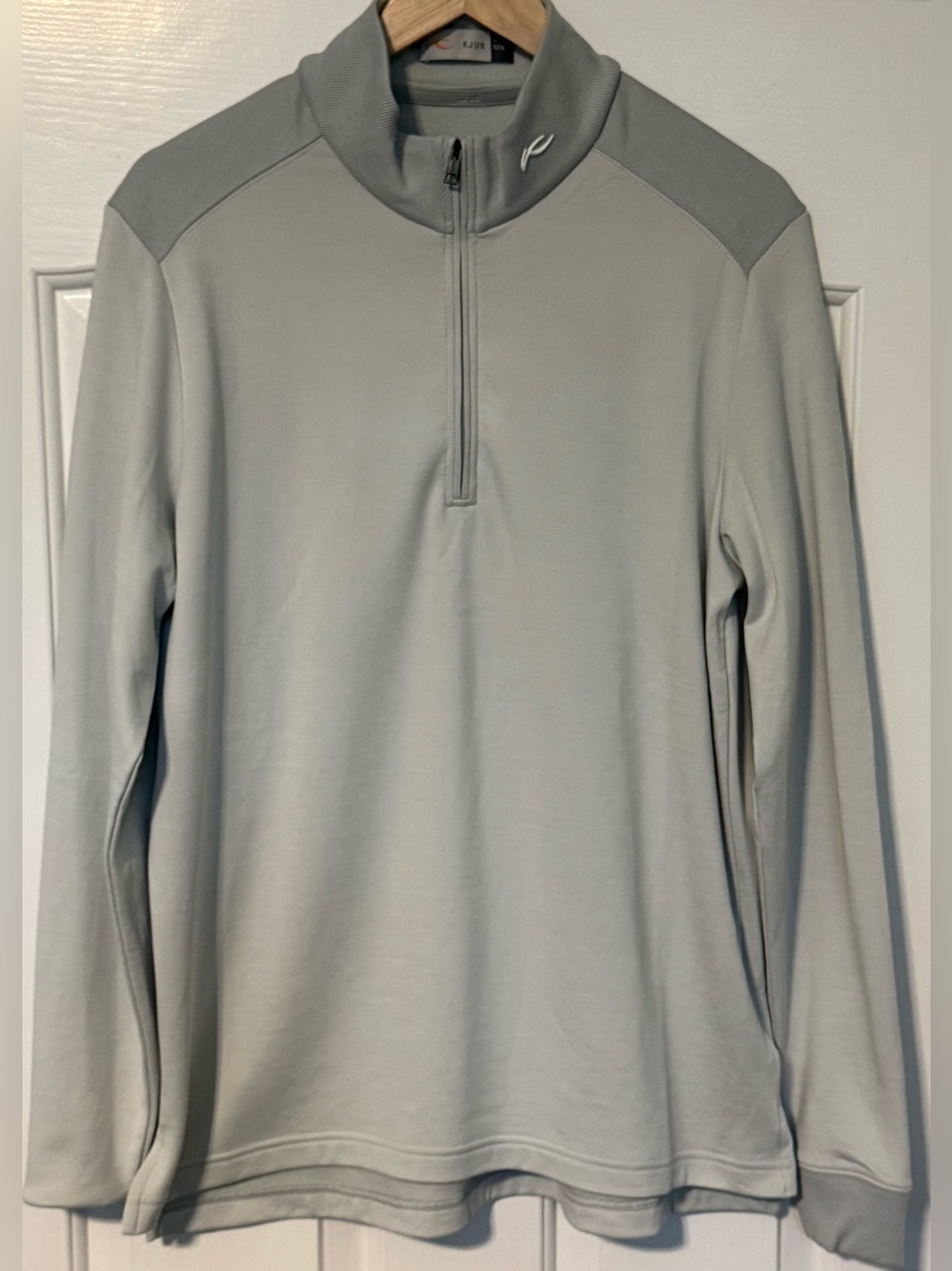KJUS Liam Techwool Merino Wool 1/4 Zip Pullover Mens L 52 Gray Golf Ski